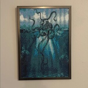 Framed Oceanic Art with Octopus Design